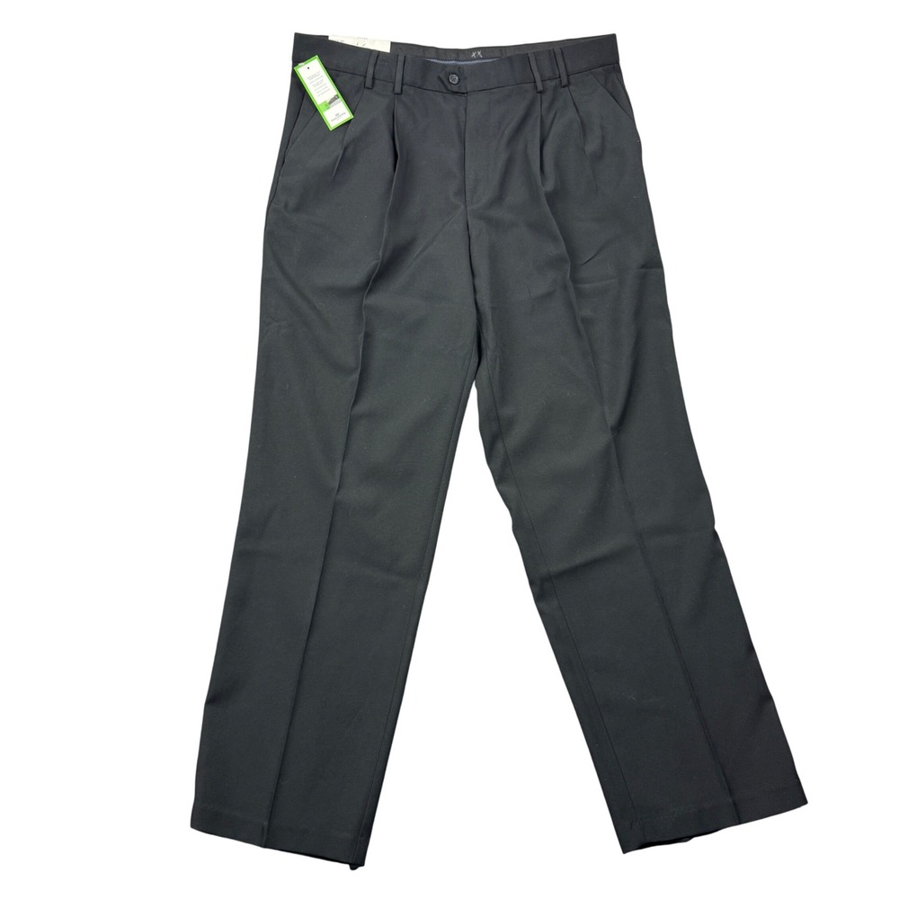 Dockers Golf Performance Pants Mens 38x32 Black Pleated Relaxed Fit NWT